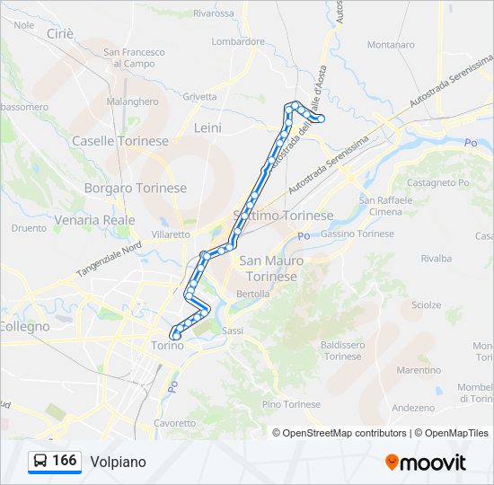 Percorso linea bus 166