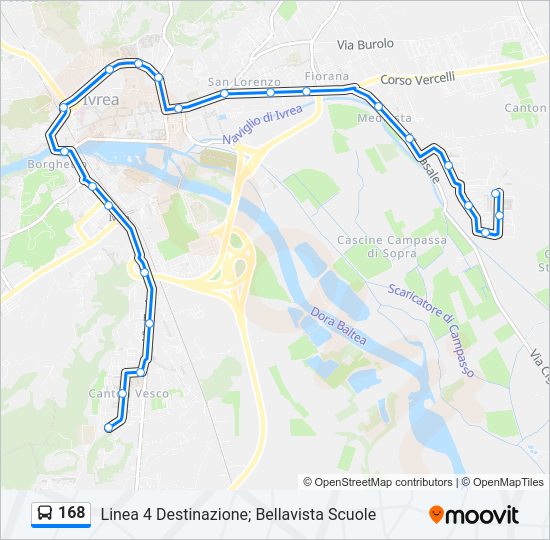 Percorso linea bus 168