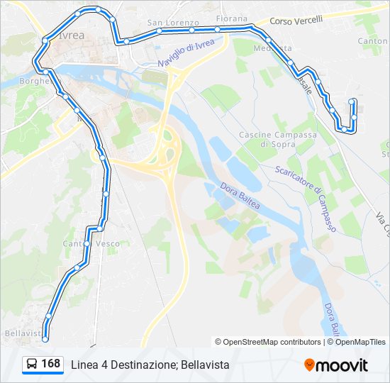 Percorso linea bus 168