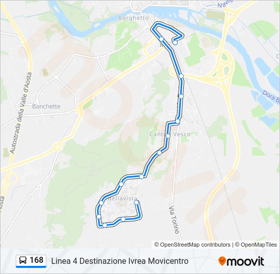 Percorso linea bus 168