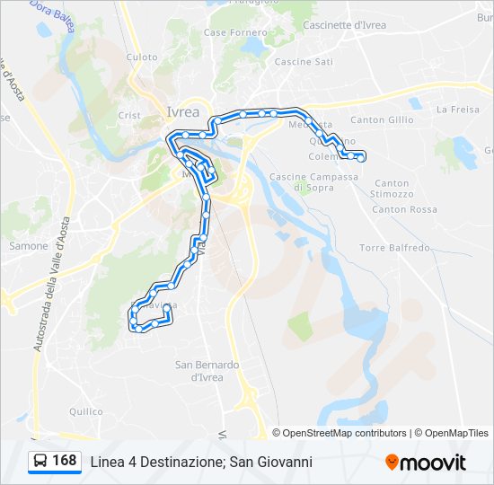 Percorso linea bus 168