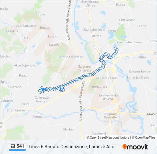 Percorso linea bus 541