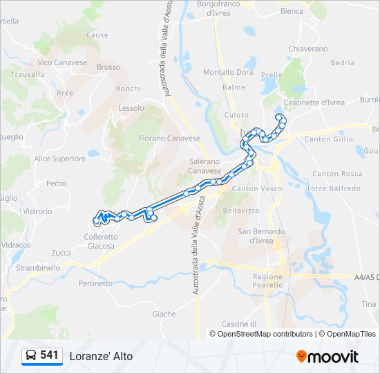 Percorso linea bus 541