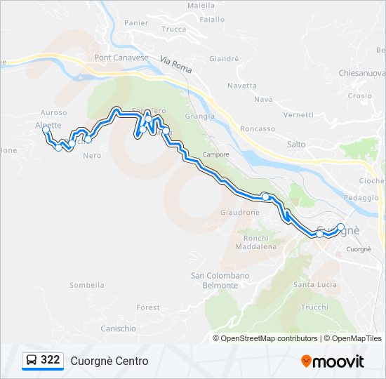 Percorso linea bus 322
