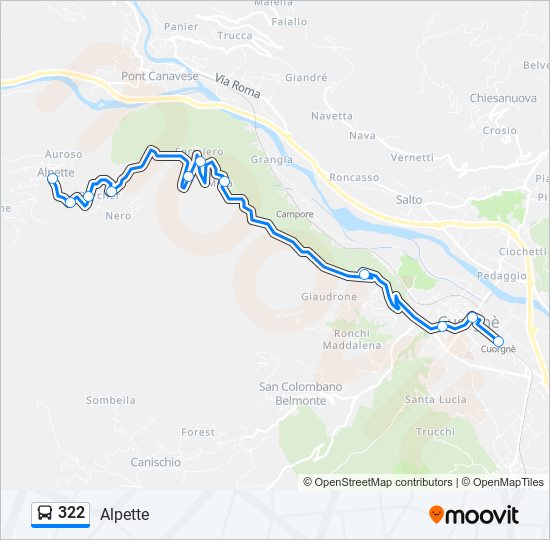 Percorso linea bus 322