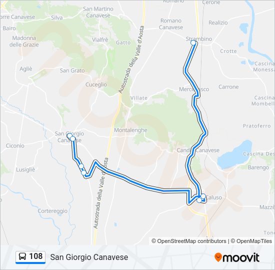 Percorso linea bus 108