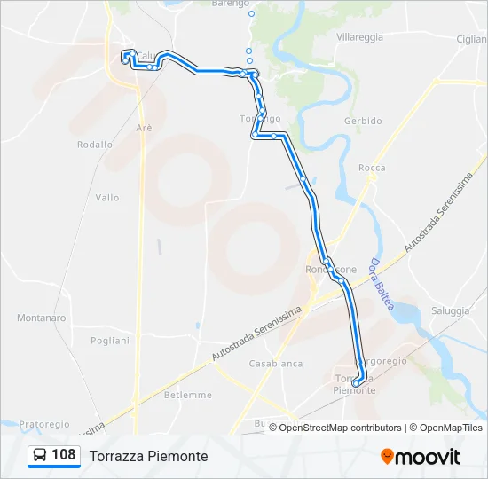 108 Bus Line Map