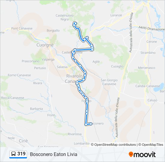 Percorso linea bus 319