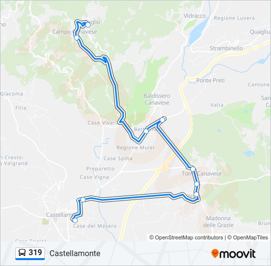 Percorso linea bus 319