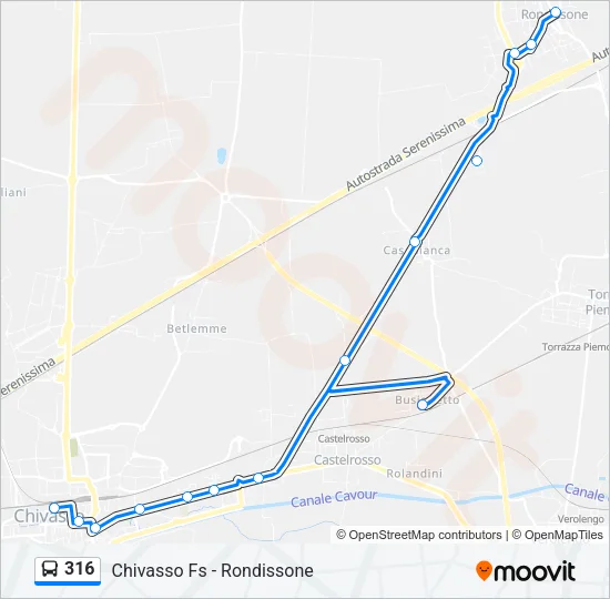 316 Bus Line Map