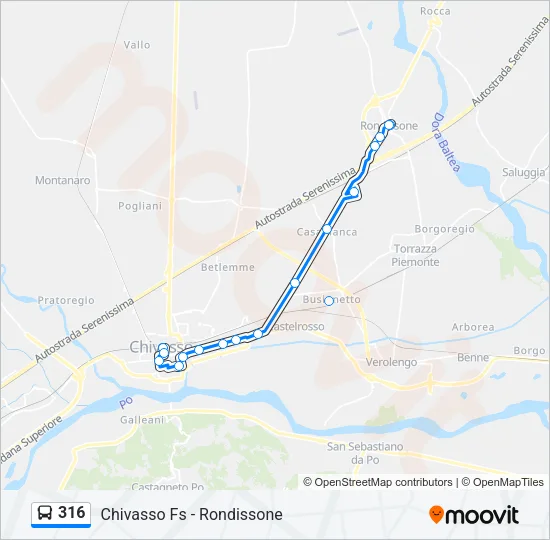 316 Bus Line Map