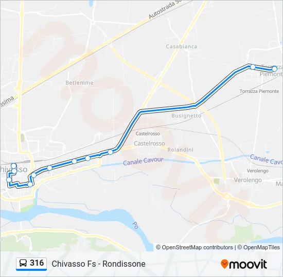 316 Bus Line Map