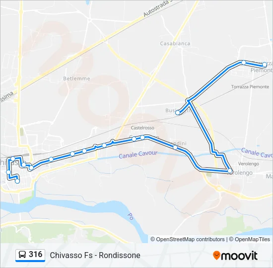 316 Bus Line Map