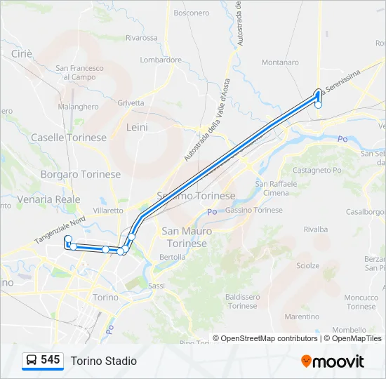 545 Bus Line Map