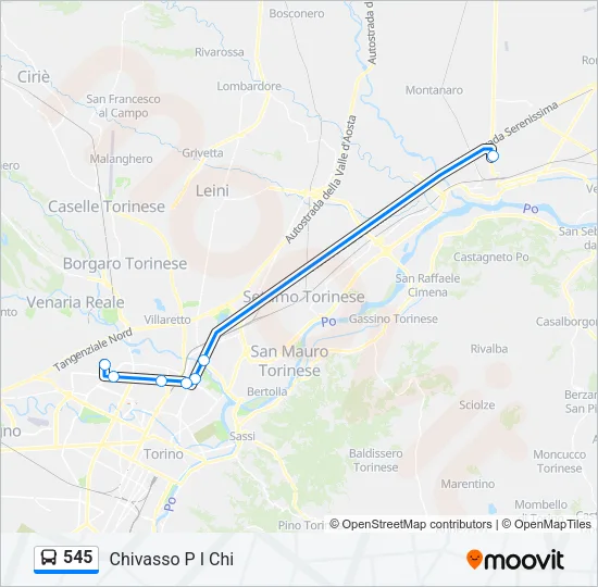 545 Bus Line Map