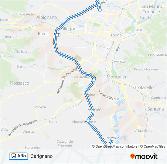545 Bus Line Map
