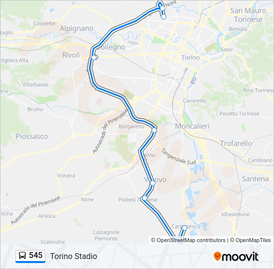 Percorso linea bus 545