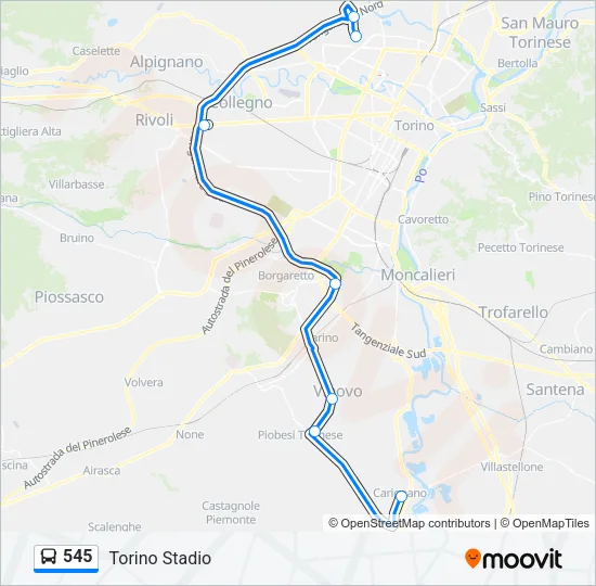 545 Bus Line Map