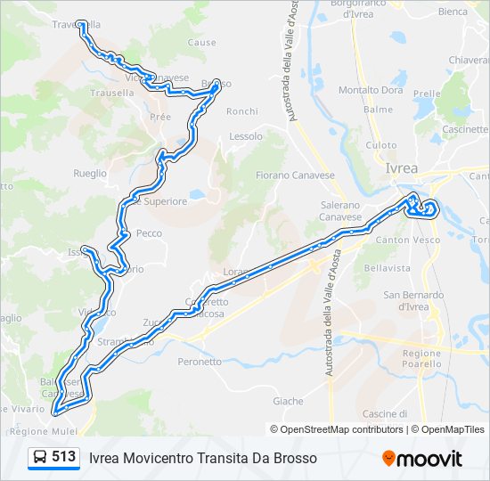 Percorso linea bus 513