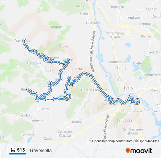 Percorso linea bus 513