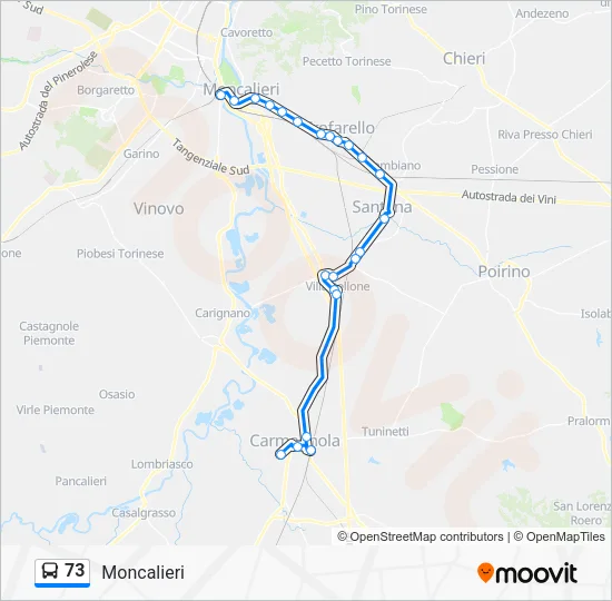 73 Bus Line Map