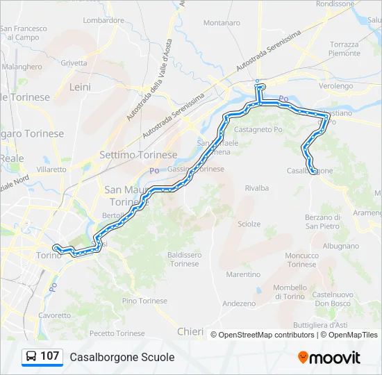 107 Bus Line Map