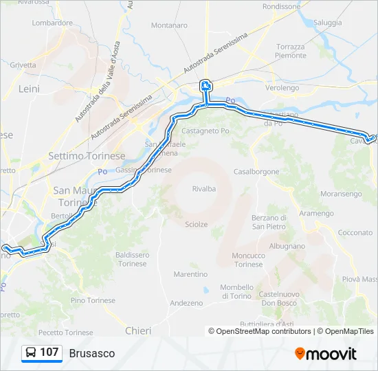 107 Bus Line Map