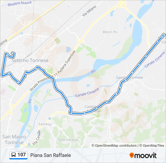 Percorso linea bus 107