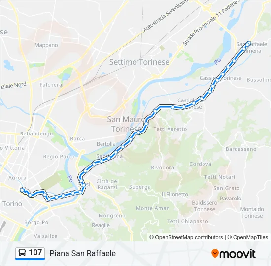107 Bus Line Map