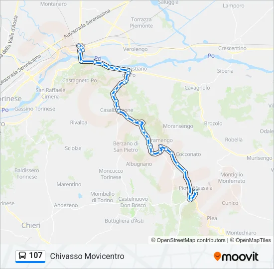 107 Bus Line Map