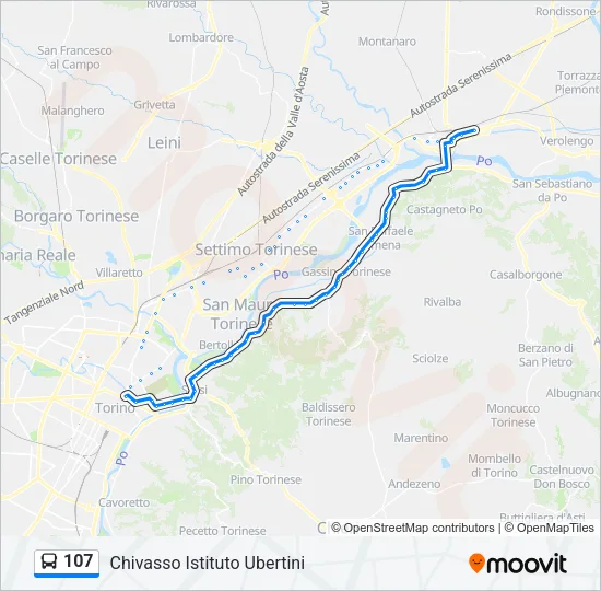 107 Bus Line Map