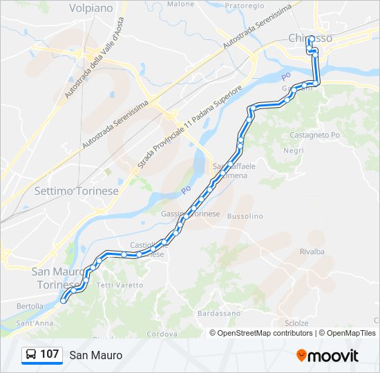 Percorso linea bus 107