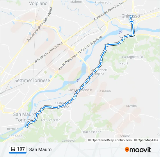 107 Bus Line Map