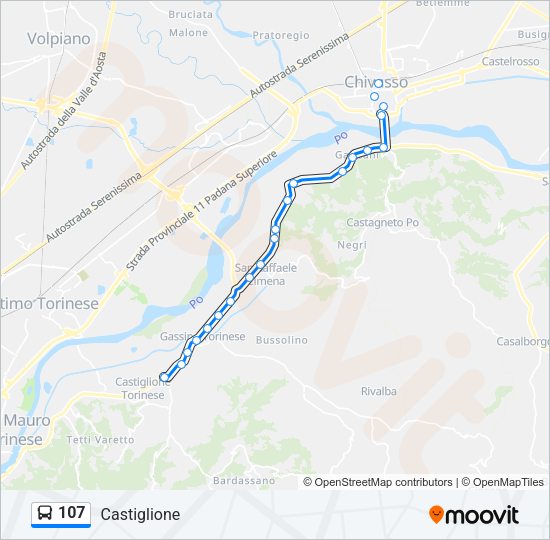 Percorso linea bus 107