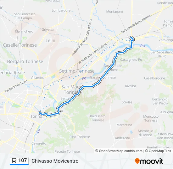 107 Bus Line Map