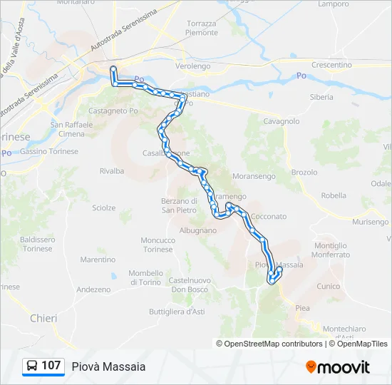 107 Bus Line Map