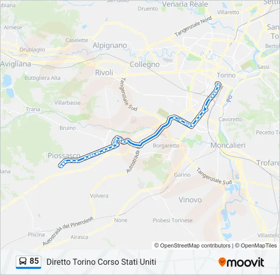85 Bus Line Map