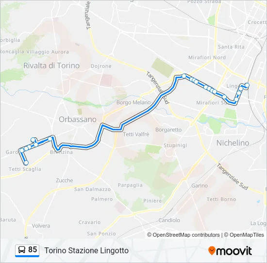 85 Bus Line Map