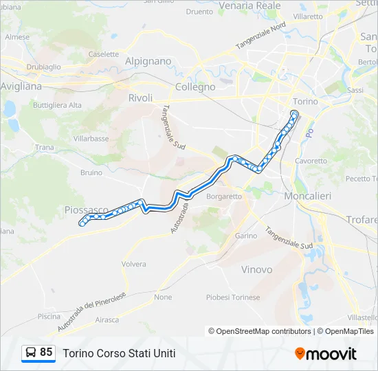 85 Bus Line Map