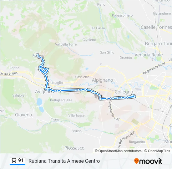 91 Bus Line Map