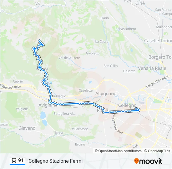 91 Bus Line Map