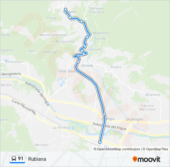 91 Bus Line Map