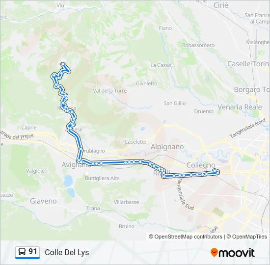 91 Bus Line Map