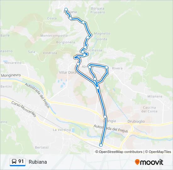 91 Bus Line Map