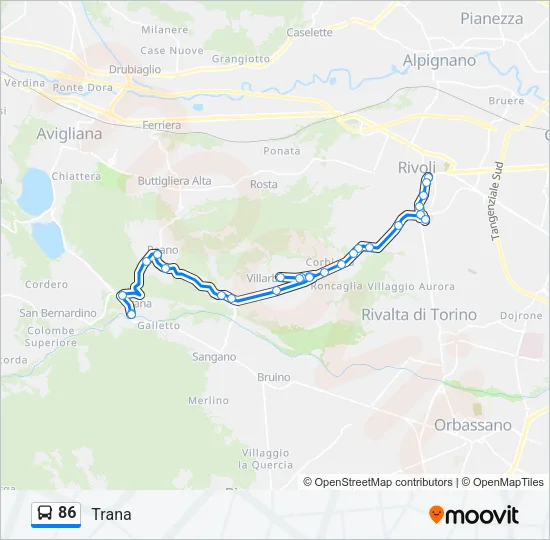 86 Bus Line Map