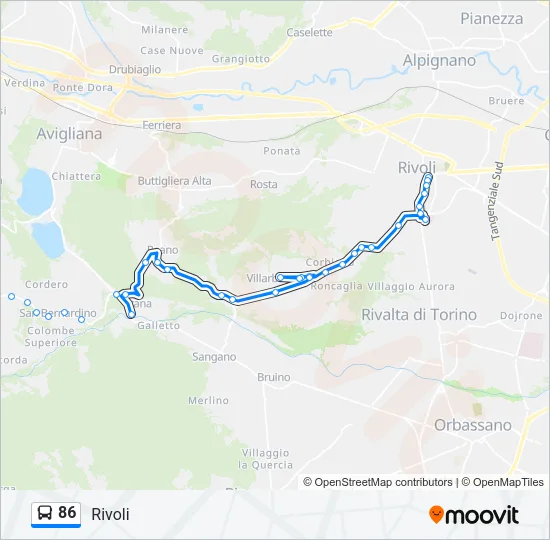 86 Bus Line Map