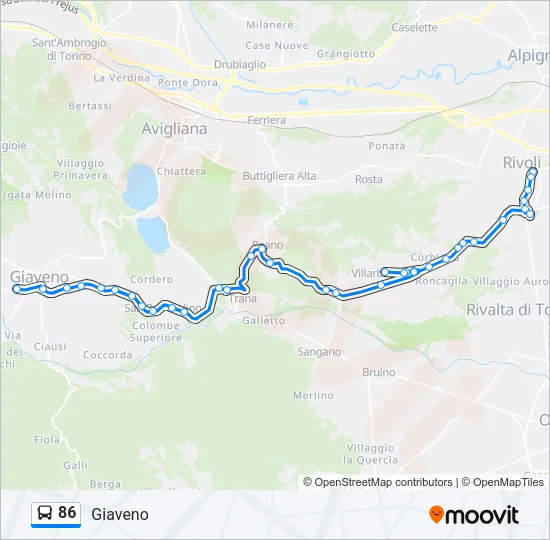 86 Bus Line Map