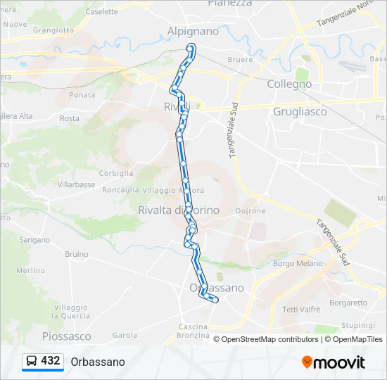 432 Bus Line Map