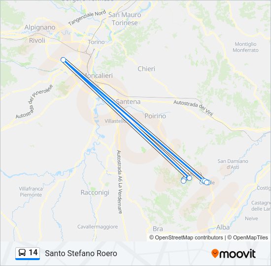 Percorso linea bus 14