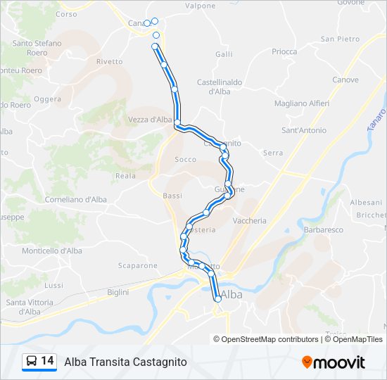 Percorso linea bus 14